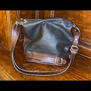 Valentina black leather shoulder bag
